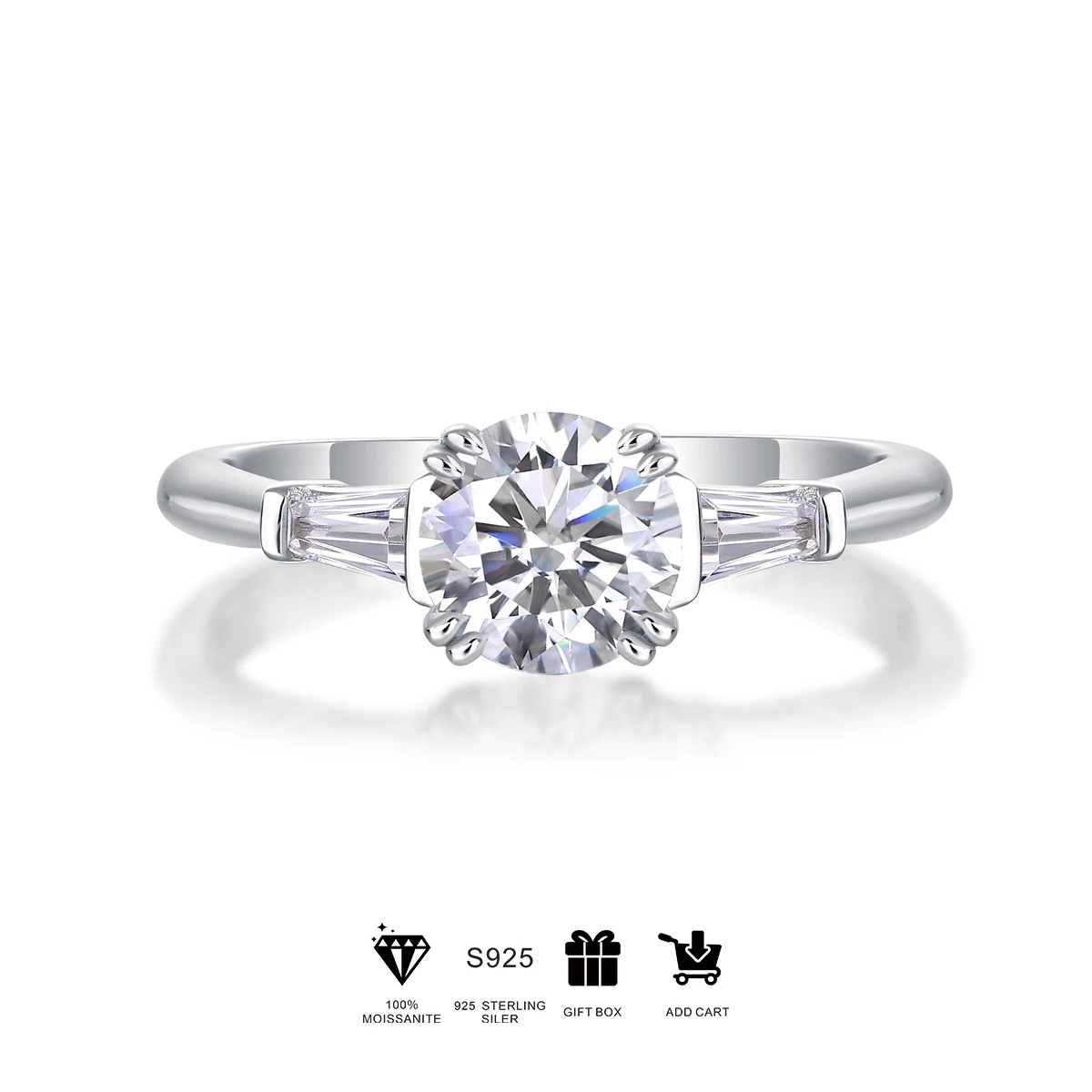 Обручальные кольца JIUZUAN с муассанитом для женщин три камня однотонные 925