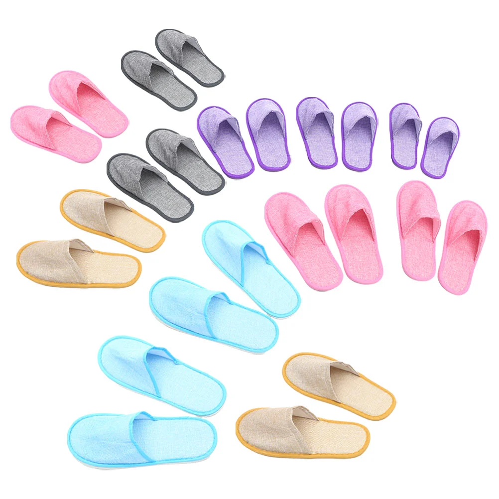 

12 Pairs Anti-skid Slippers Hotel Bulk Home Women Indoor House Outdoor Guest Guests Linen Travel