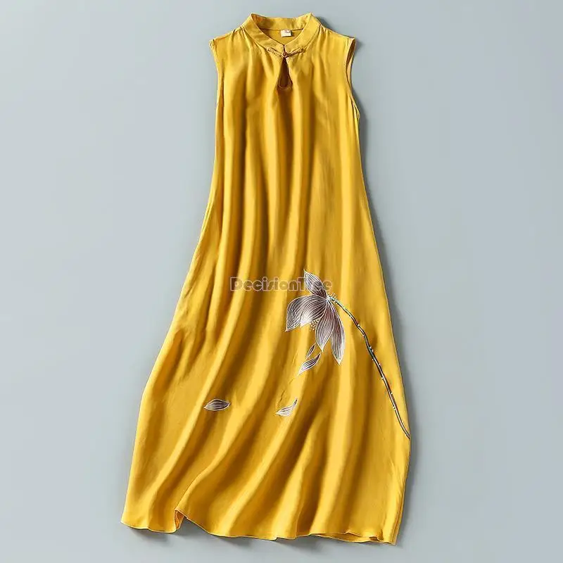 

2023 chinese traditional qipao dress women chifffon cheongsam dress casual daily ao dai dress graceful chinese floral qipao