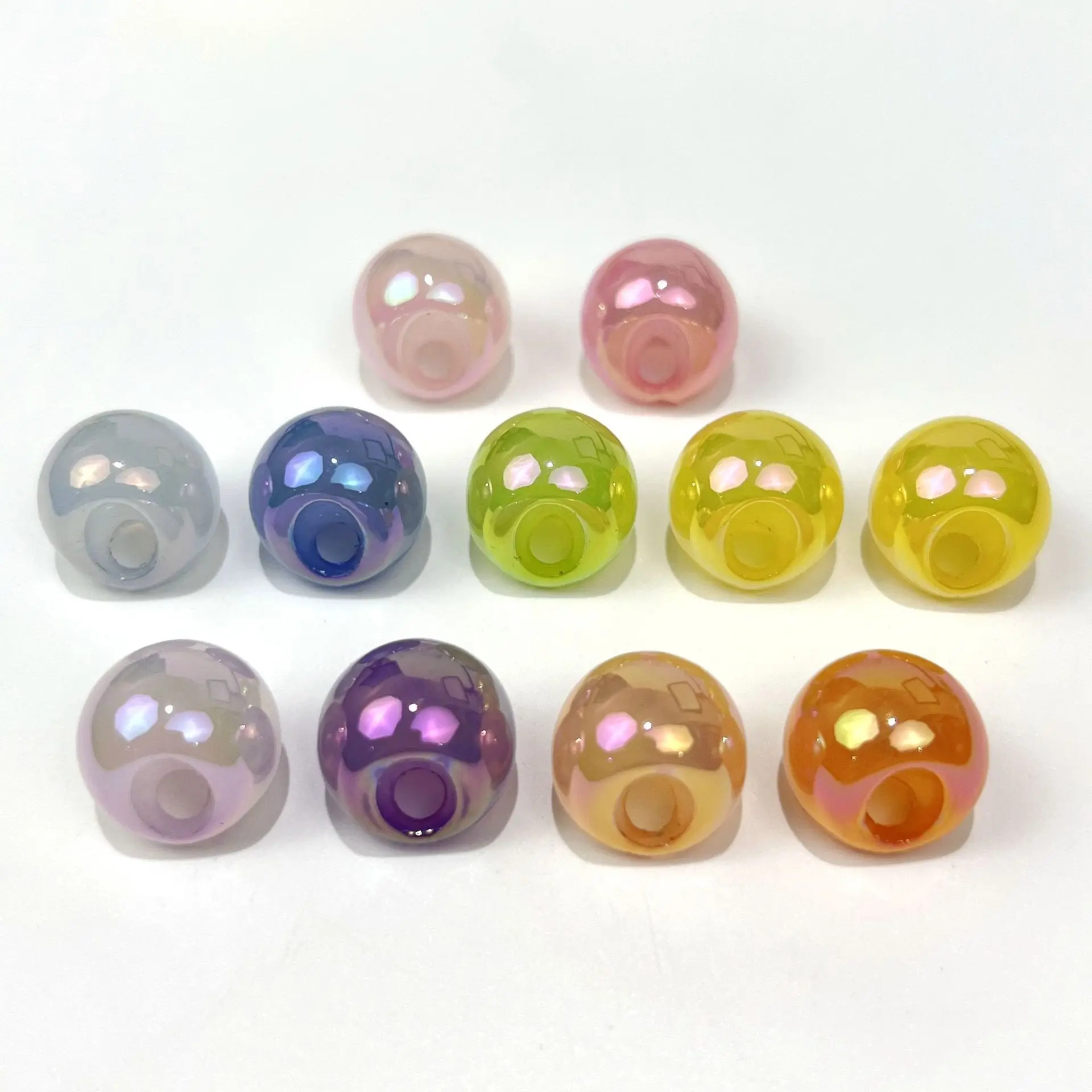 10pcs/bag 16mm Acrylic Jelly Color System Hemipore Bead Color-plated Illusion Circular Beads Jewelry Making Supplies