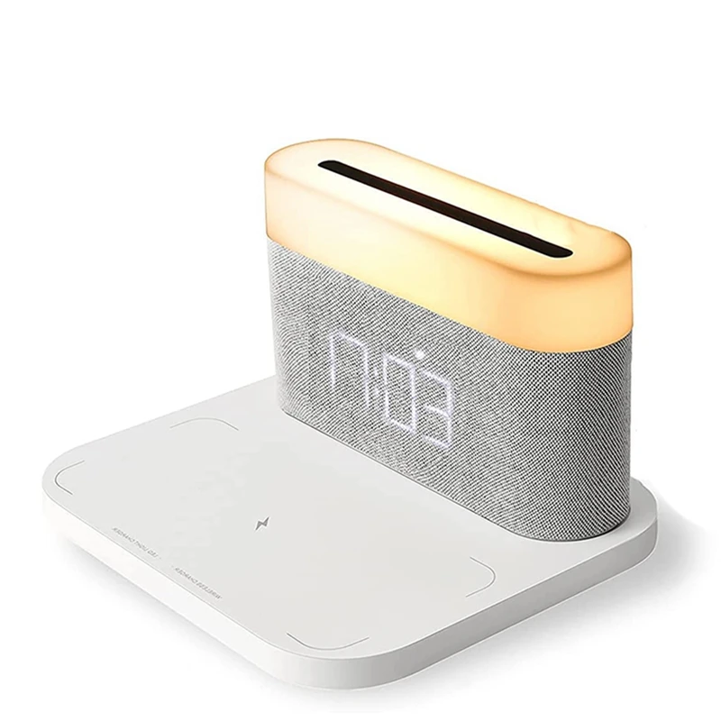 

Digital Alarm Clock Night Light With Wireless Charging 15W Max Snooze,Alarm Clock Wireless Charger For Home Bedroom