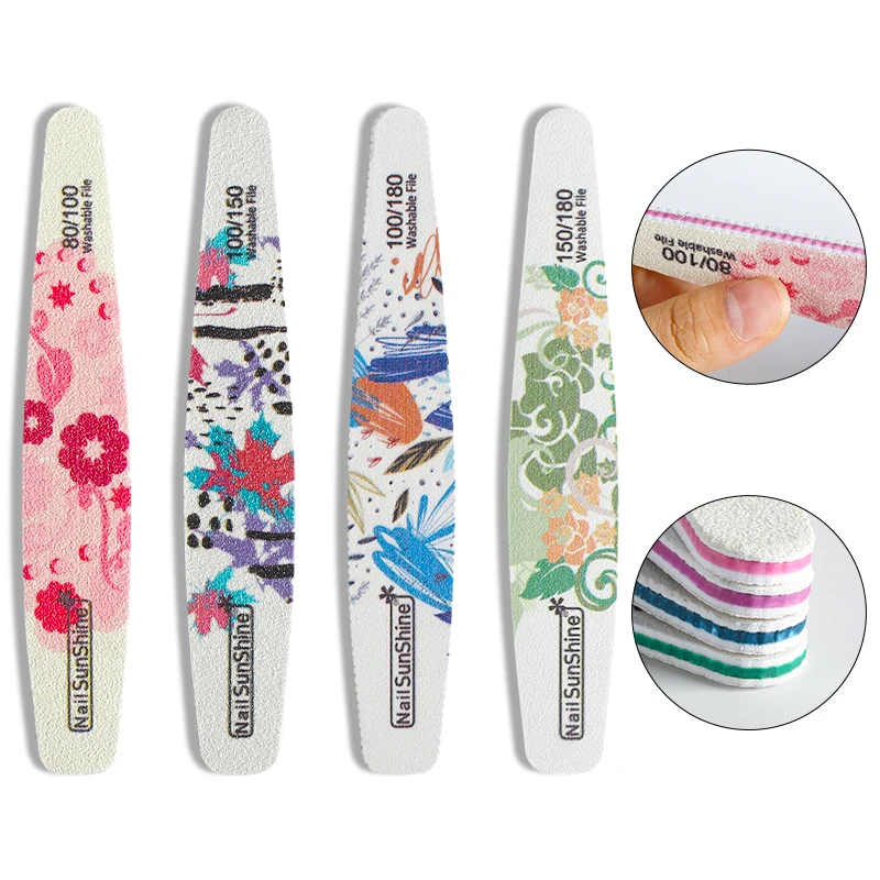 

lidan Nail Files 80/100/150/180 Butterfly Printed Strong Sandpaper White Wood Files Buffer UV Gel Nail PolisherTools