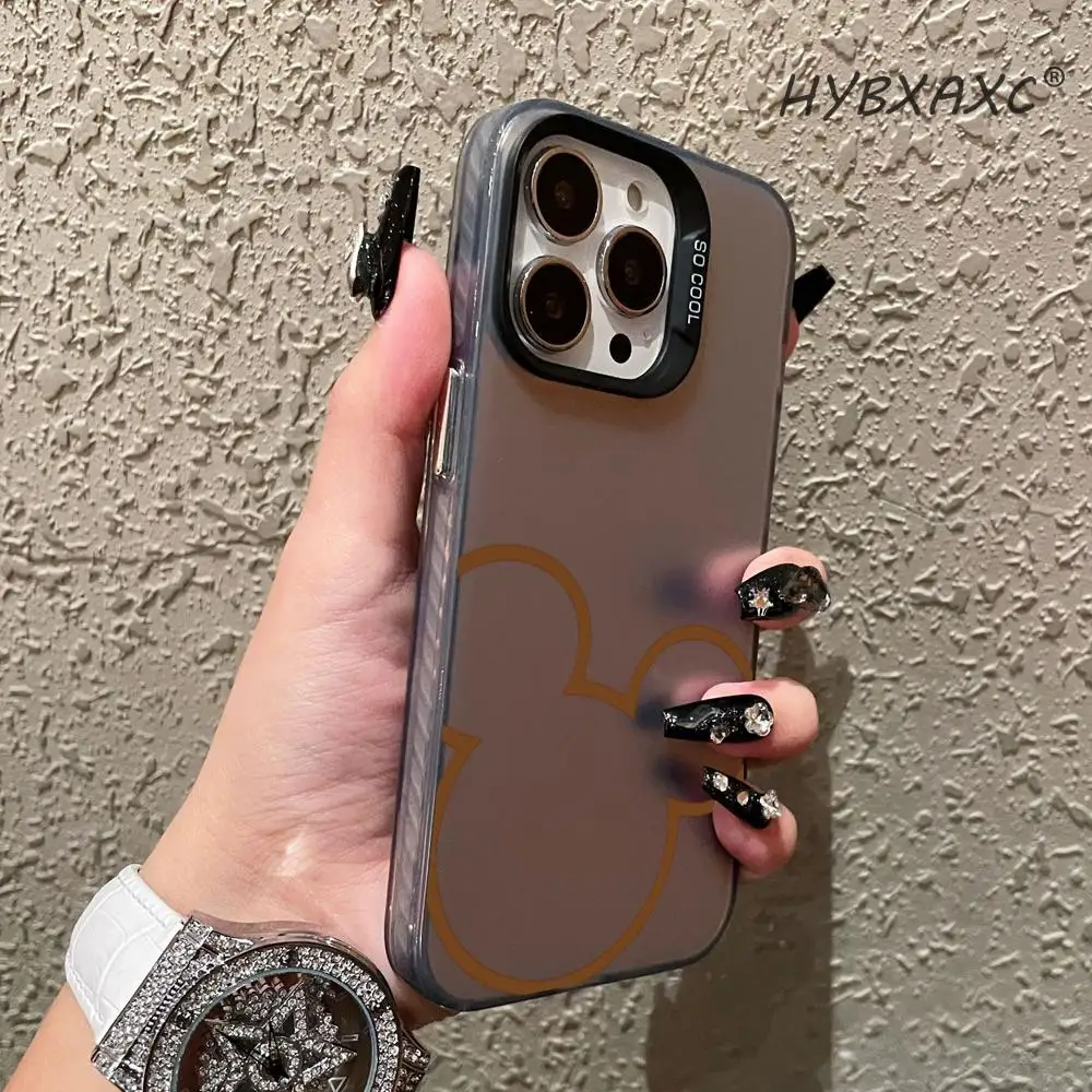 Фото Розовый минималистичный чехол с Микки Маусом для iPhone 17, 16, 15, 14, 13, 12, 11 Pro Max, 8, 7 Plus, 17E, 16E, X, XS, 17Air – легко устанавливаемый, пылезащитный чехол №4