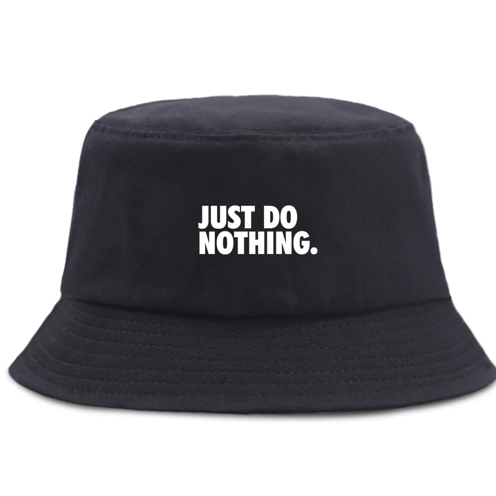 

Just Do Nothing Letter Print Fisherman's Hat Unisex Foldable Panama Caps Cotton Outdoor Fishing Cap Sunscreen Bucket Sun Hats