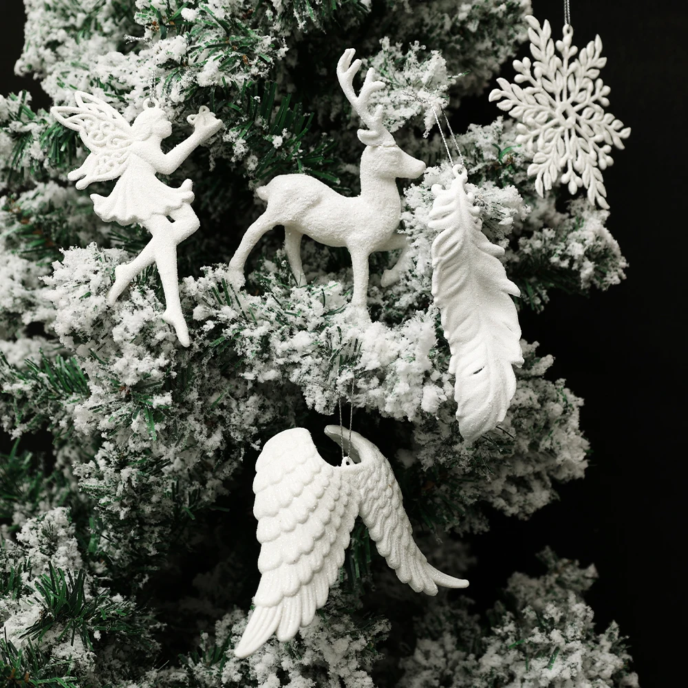 

Белый ангел, Рождественское украшение, искусственные крылья, перо, Рождественская елка, подвесной кулон, Новогоднее украшение для дома, Рождество