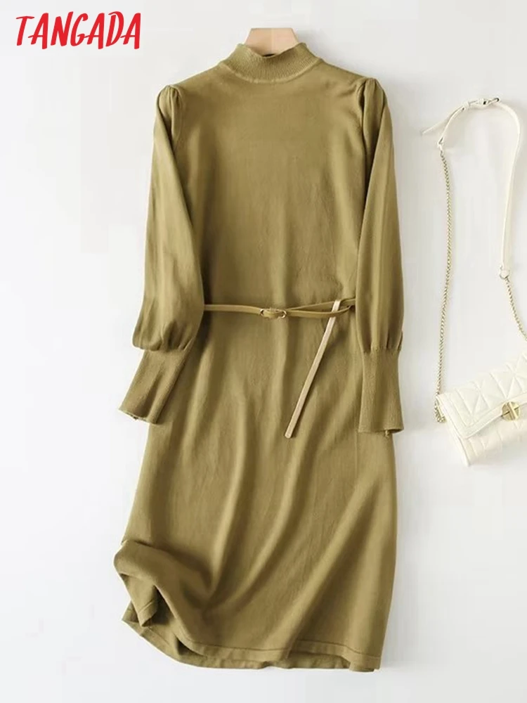 

Платье-Свитер женское осенне-зимнее с длинным рукавом и поясом