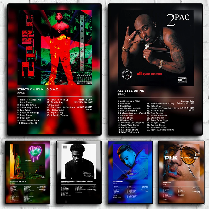 Постеры Pop Hip Hop Rapper Roddy Ricch 2PAC, постеры для эстетической музыки, Обложка альбома, искусство, домашний Настенный декор для бара, холст, картина
