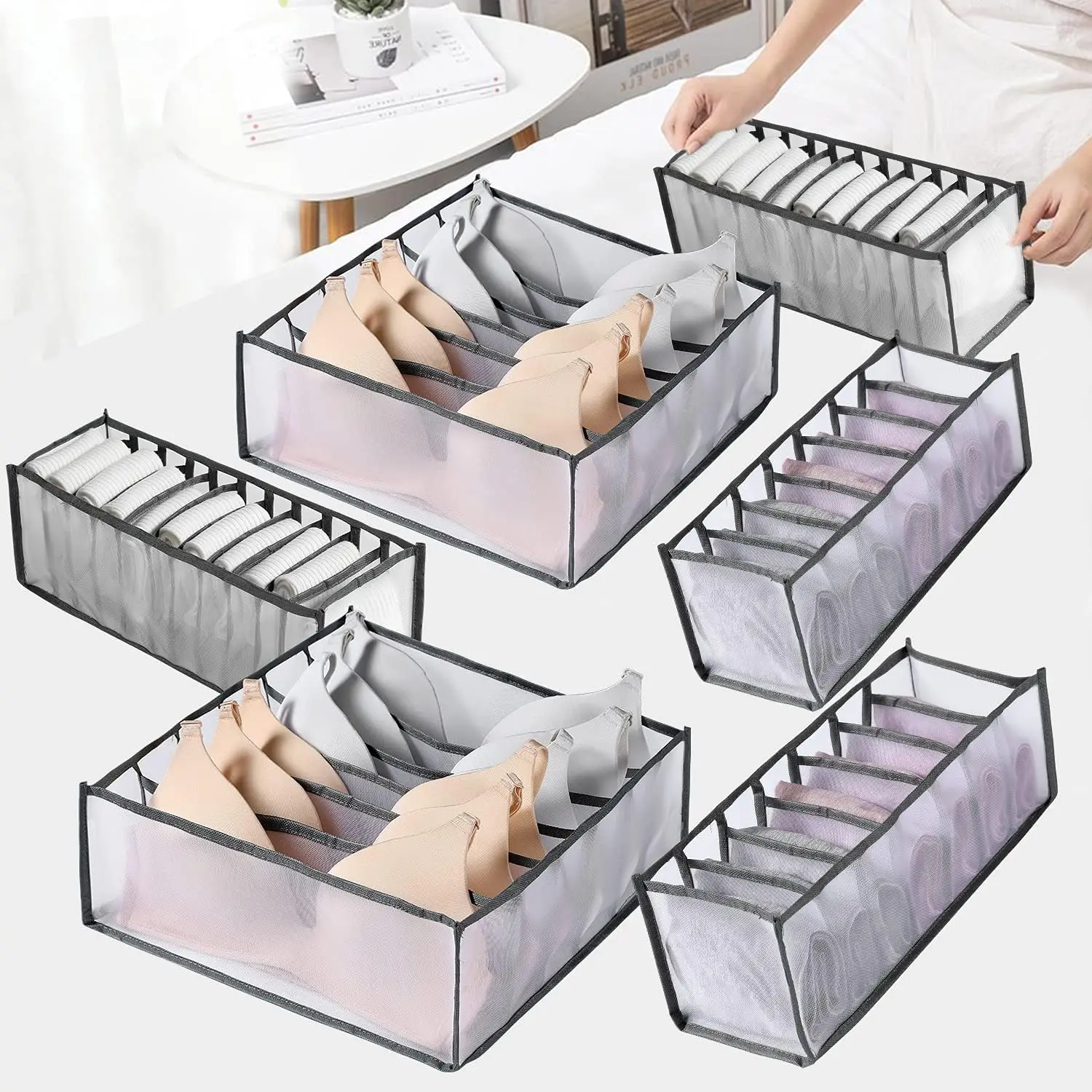 

2 Pack/6 Pcs Organizador Ropa Interior Caja De Almacenamiento De Ropa Interior Plegable Con Compartimento Utiliza para Guardar