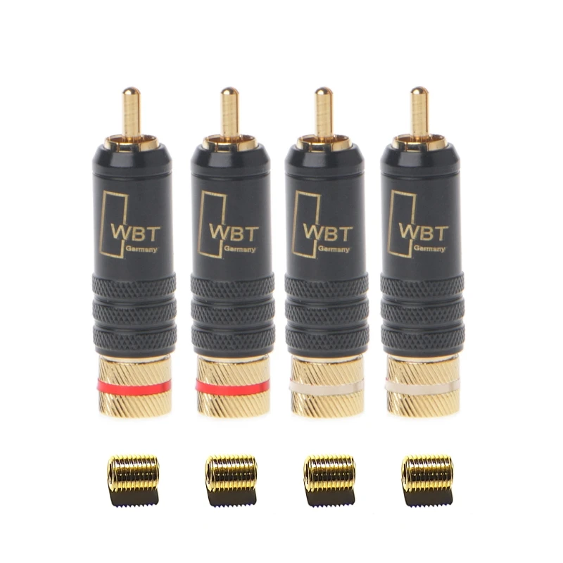

4 Pcs WBT-0144 Gold Plated RCA Plug Lock Soldering o/Video Plugs Connector