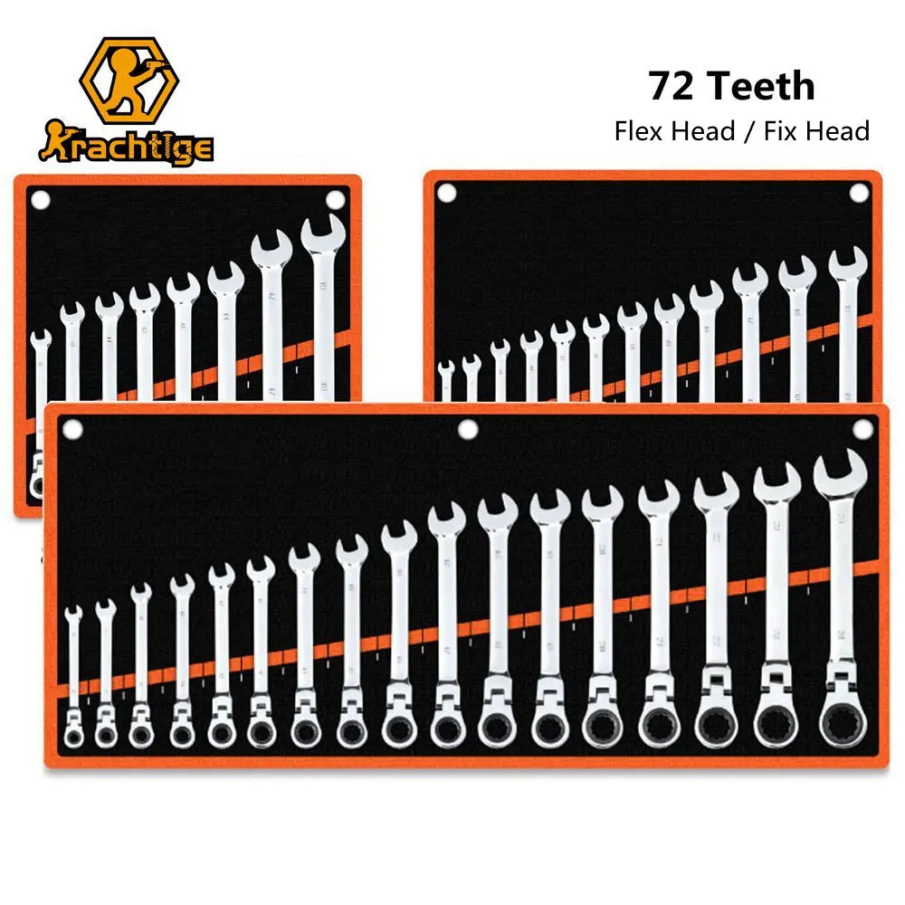 

Krachtige 8-24mm 72 Teeth Spanner Ratchet Wrench Set Metric Multitool Keys Combination Torque Wrench Tool Gears Flexible Head