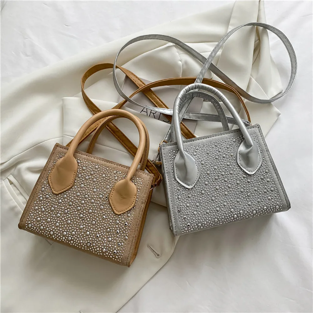 

Fashion Diamonds PU Leather Shoulder Handbag Dinner Party Shoulder Underarm Bag Chic Handbag for Women Outdoor