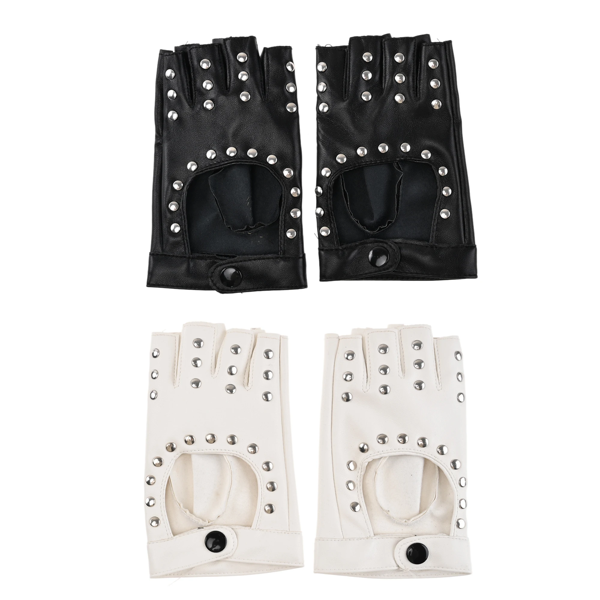 Женские перчатки без пальцев в стиле панк с шипами