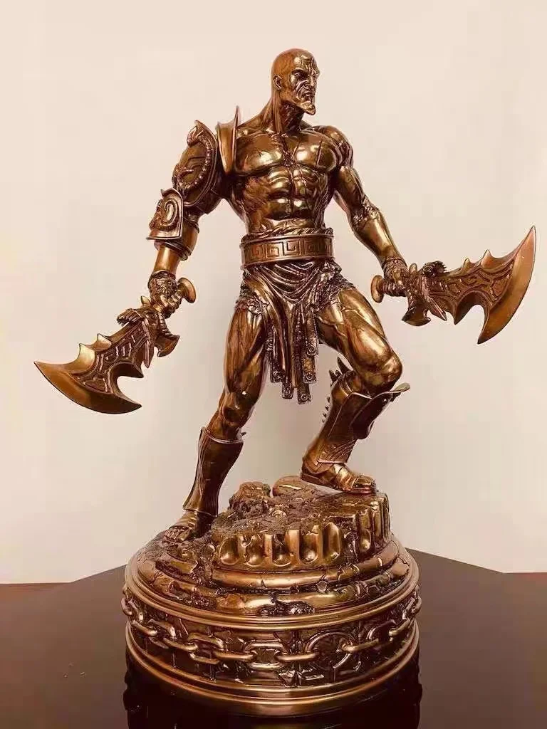 

【In Stock】 42CM God of War Game Figure Kratos Full Body Statue Cold Cast Copper Collectible Model Toy Scultures Big Figure Hot