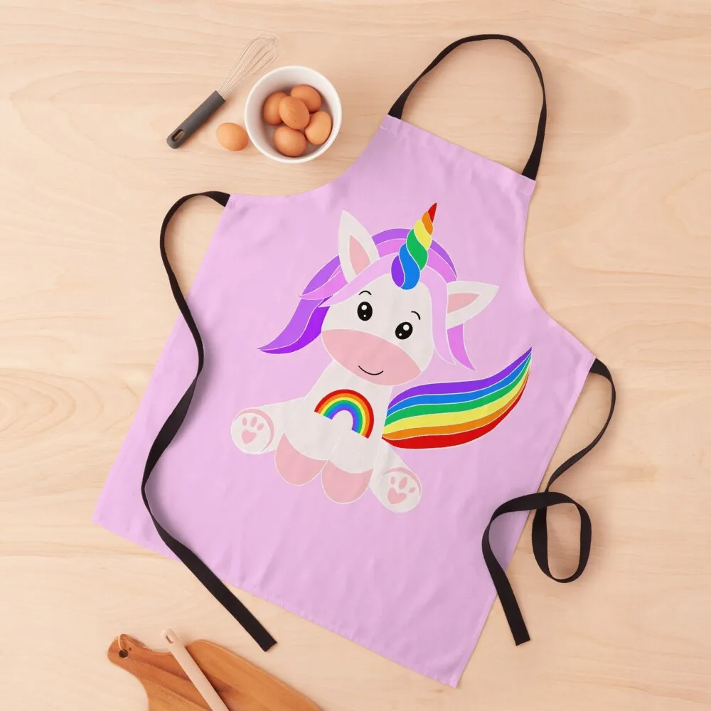 Милый фартук с радужным единорогом водонепроницаемый кухонный для женщин и