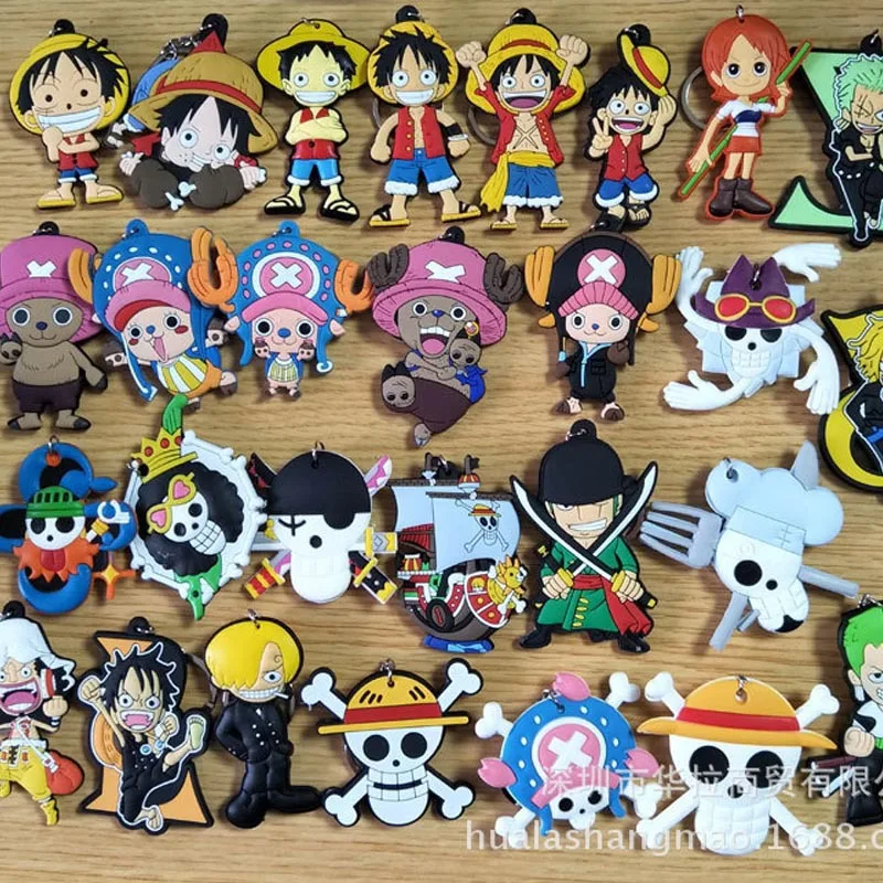 

One Piece Key Chain Cartoon Anime Sanji Tony Tony Chopper Zoro Luffy Keychain Charm PVC Key Ring Pendant Car Bag Accessory