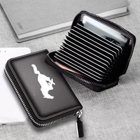 brand genuine leather bag driver license business card holder wallet for ford mustang gt 2020 2019 2018 2017 2016 shelby car