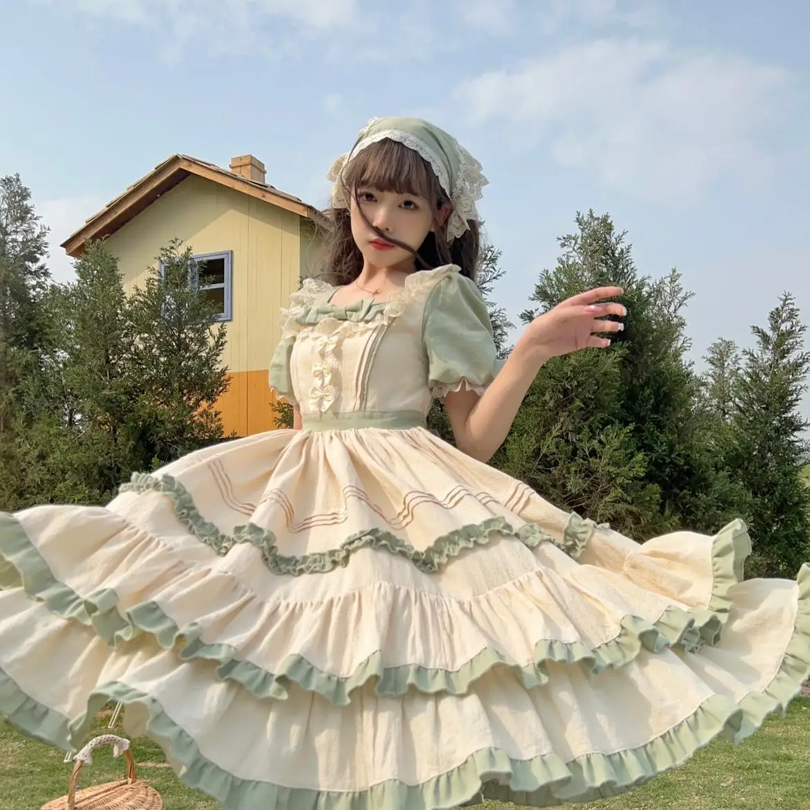 

Plus Size 4xl Lolita Vintage Victoria Dress Sweet Kawaii Princess Bow Puff Sleeves Cosplay Pastoral Lolita Op Loli Plus Size
