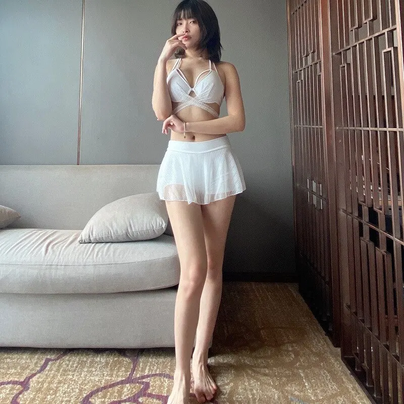 

Sexy Swimwear Swimsuit Women Tankini Swimsuits Bathing Suit Teenage Female New Skirt High Waist Swim Solid Bikini set