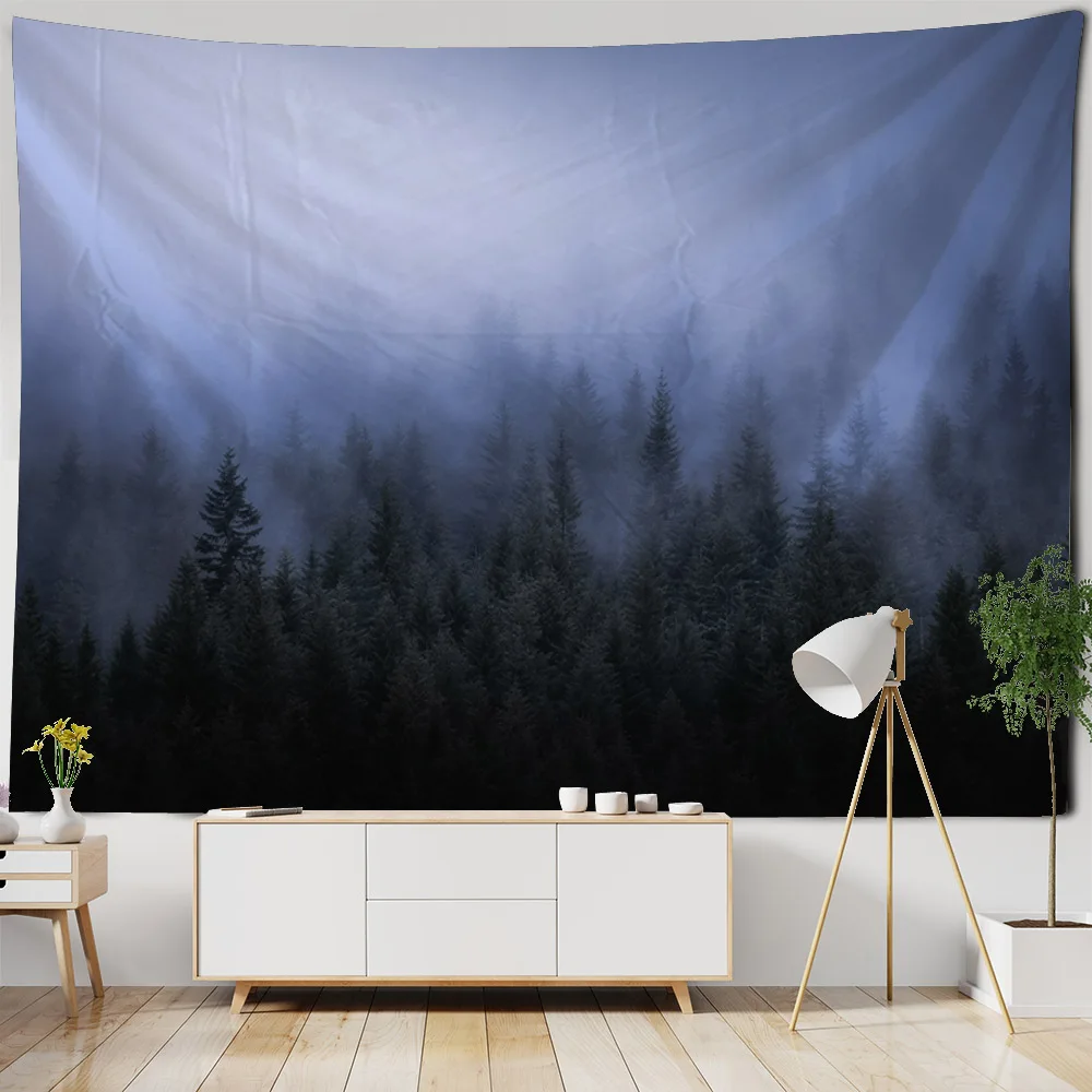 

Mist Forest Tapestry Sunlight Jungle Wall Hanging Cloth Bohemian Room Art Decoration Home Wall Decoration Blanket Bed Sheet