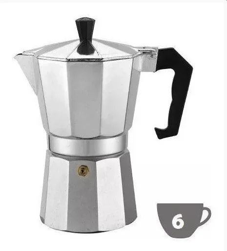 Итальянская алюминиевая кофеварка для 6 чашек кафе