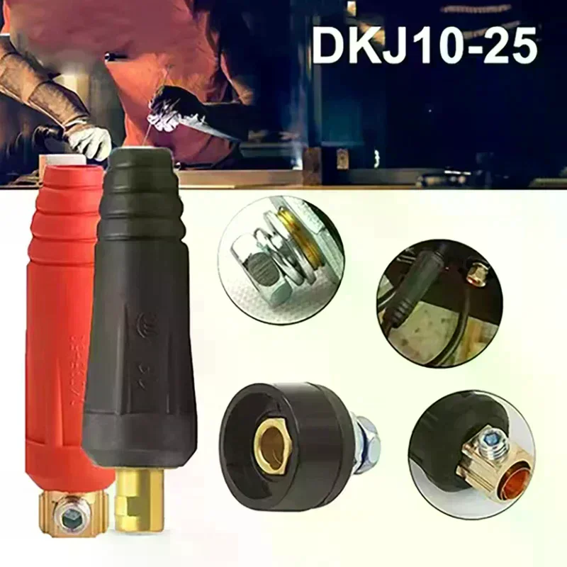 Фото Комплект из 4 быстроразъемных соединителей DKJ10-25 35-50 50-70 для TIG-сварочных аппаратов: кабельные разъемы (мама/папа) и панельные гнезда-зажимы №3