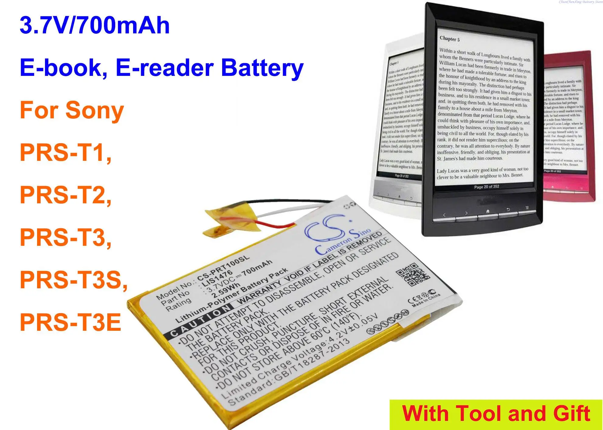 

Cameron Sino 700mAh E-book, E-reader Battery LIS1476, LIS1476MHPPC(SY6) for Sony PRS-T1, PRS-T2, PRS-T3, PRS-T3E, PRS-T3S
