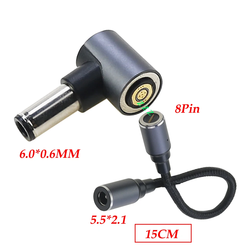 

1 комплект 5,5x2,1 мм «мама» на магнитный 8P + магнитный разъем постоянного тока, адаптер питания, преобразователь для входного кабеля ноутбука Lenovo Asus Dell Hp