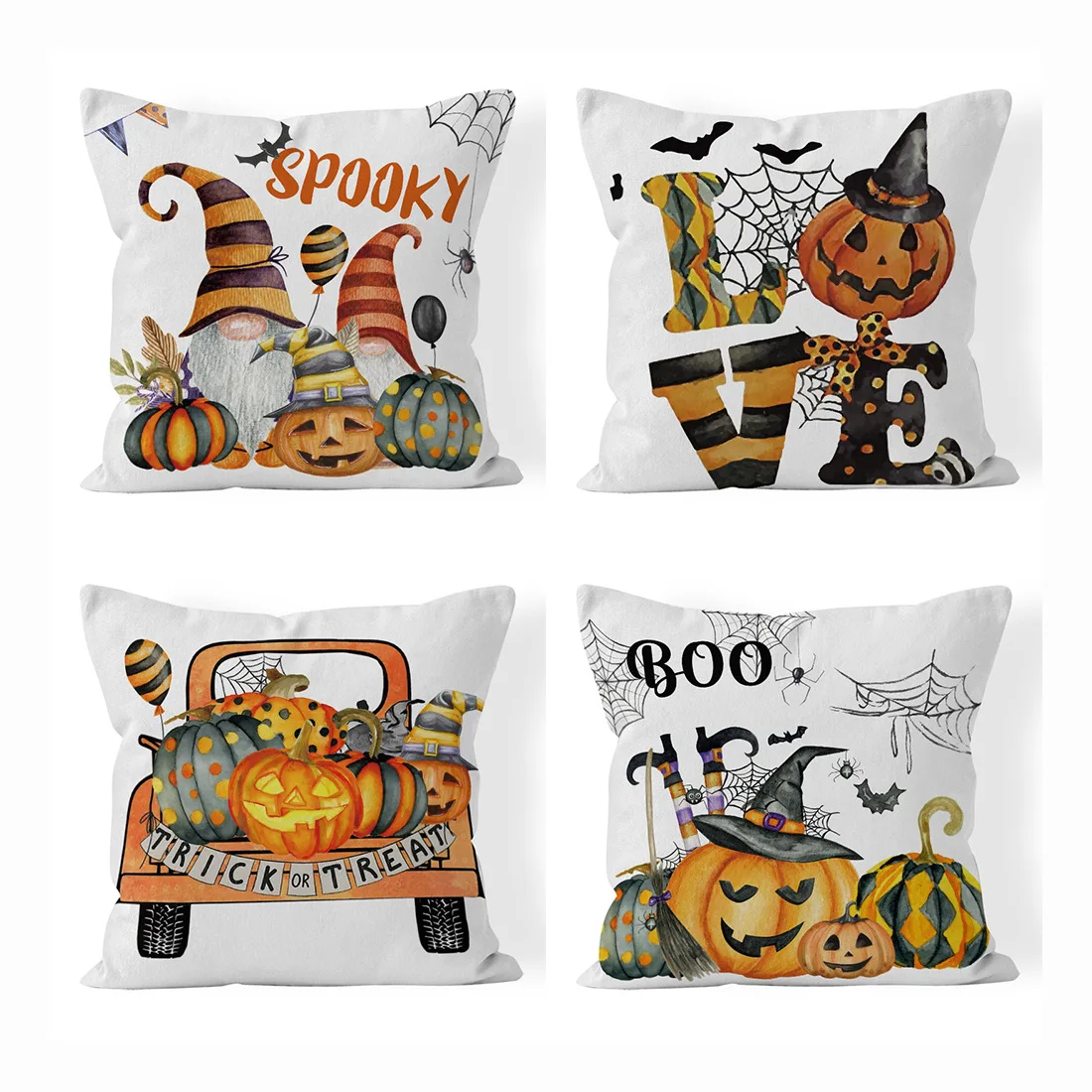 

4pcs Pumpkin Figure Pillowcases Halloween Home Decor Living Room Farmhouse Bedroom Outdoor Sofa Linen Pumpkins Pillowcase