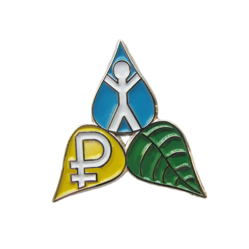 

Custom Three Colors Green Yellow Leaf Metal Lapel Pins Russia Style High Quality 1" No MOQ OEM/ODM Design Soft Enamel Badges