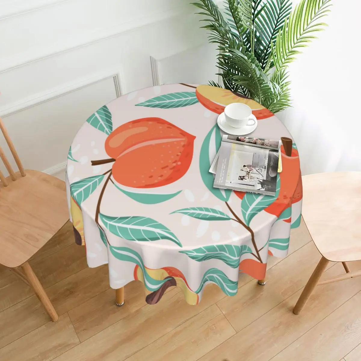 

Круглая скатерть с зелеными листьями, кухонная скатерть из полиэстера, декоративный элегантный тканевый чехол для стола, лето