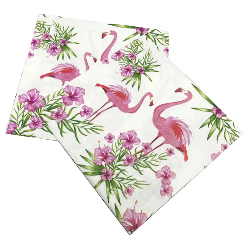 

33cm 20pcs/Lot Flamingo Napkins Paper Decoupage Servilletas Vintage Flowers Tissues Birthday Wedding Party Table Towels Decor