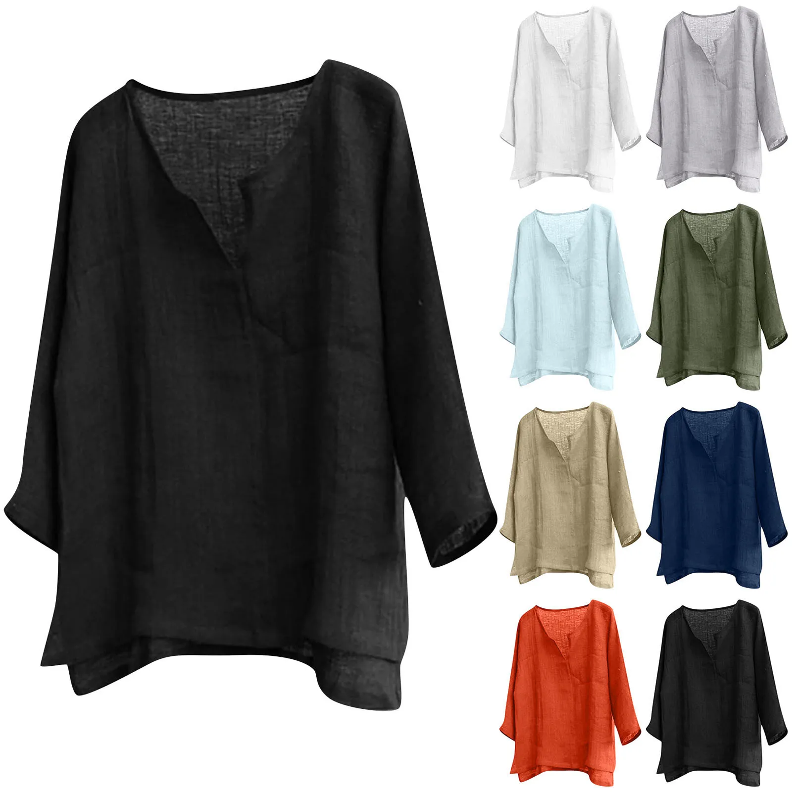 

Рубашка мужская с длинным рукавом, Повседневная Свободная блузка оверсайз, винтажная хлопково-Льняная однотонная блузка, весна-лето