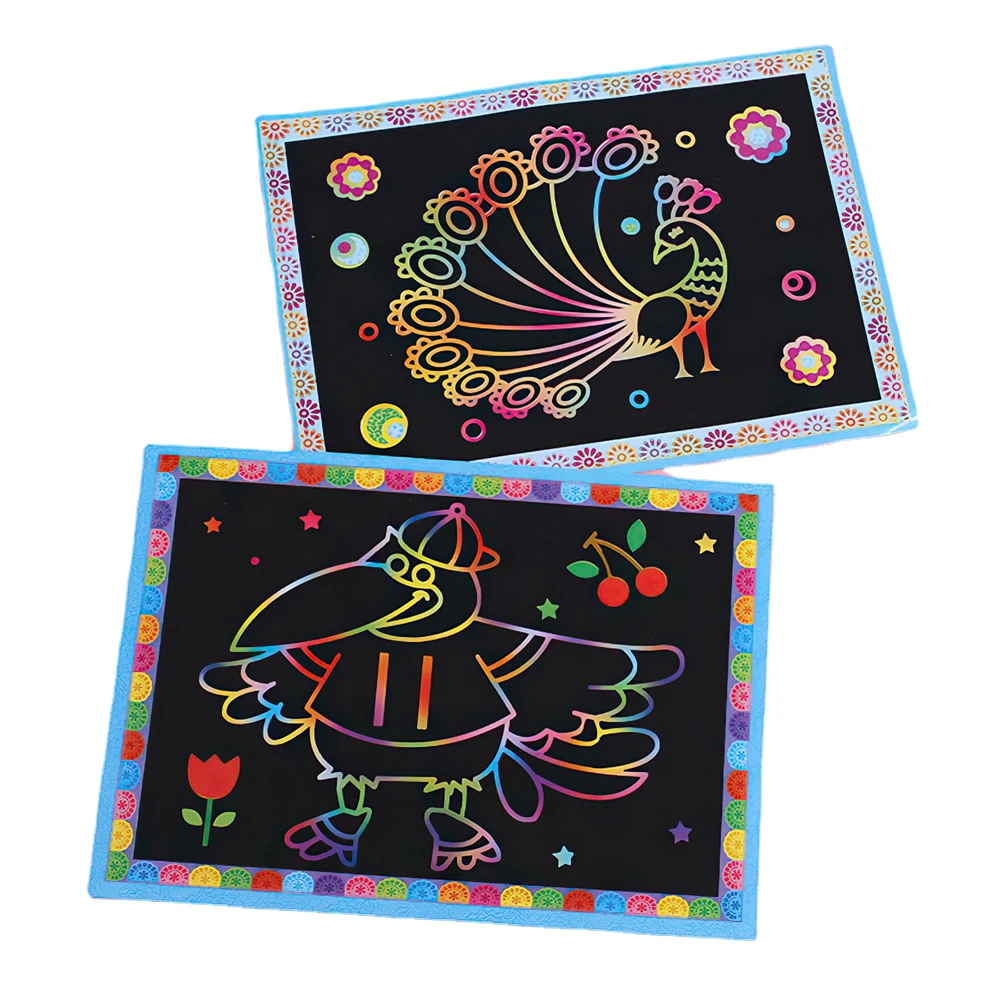 20pcs/Set Drawing Board Creative Cards Stickers Magic Scratch Art Child Painting Learning Education Toy Coloring Books For Kids |