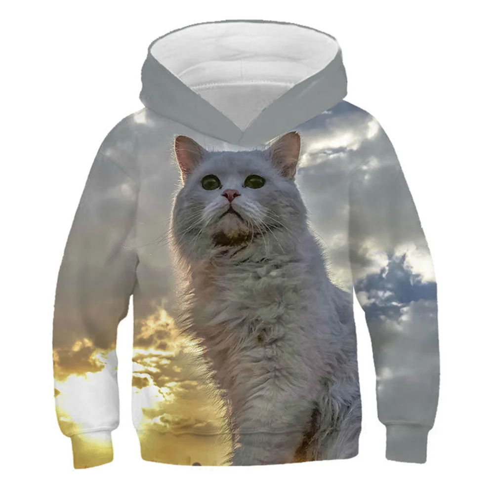 

2022 Autumn New Fashion Cats Print Cool 3d Digital Printing Men's Hoodies Casual Long Sleeve Hooded Pullover Tops for Men