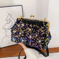 sequin womens fashion bag 2022 trend evening shiny ladies hand bags party luxury shoulder bags woman panelled large shell bag