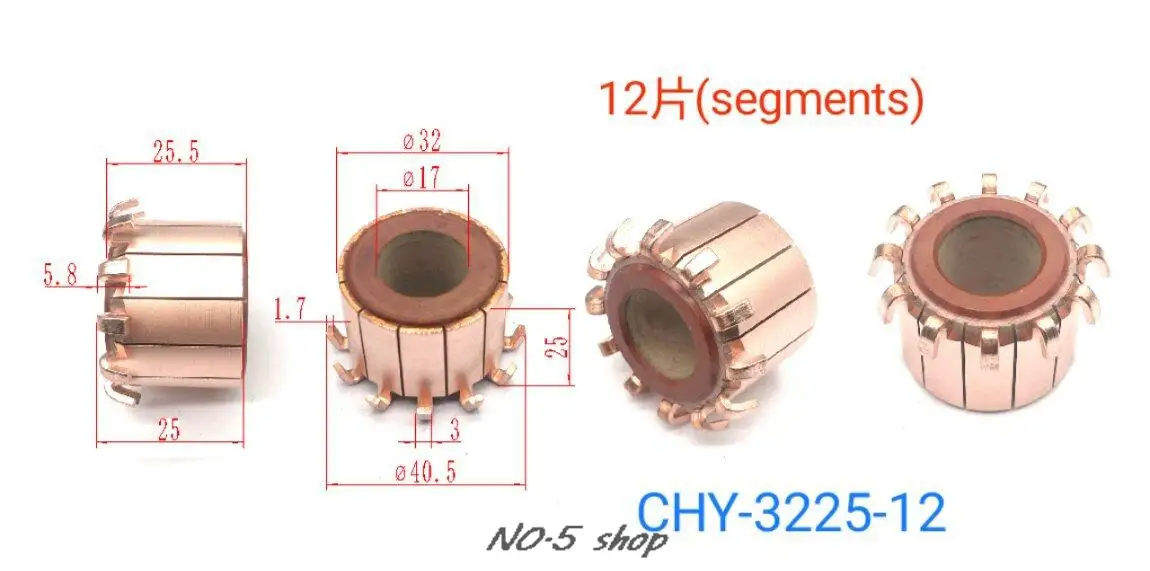 

5pcs 32x17x25(25.5)x12P Copper Bars Electric Motor Commutator
