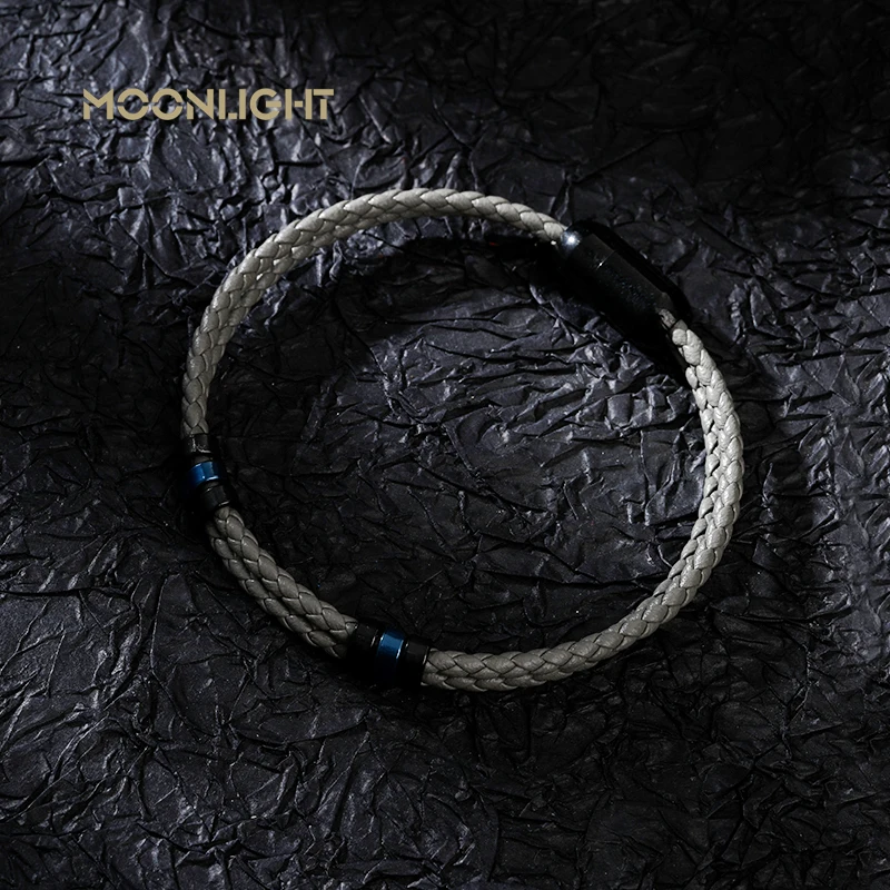 Фото Роскошные аксессуары MOONLIGHT двухслойный браслет мужской модный подарок черные браслеты из натуральной кожи подарок на Новый год сюрприз №2