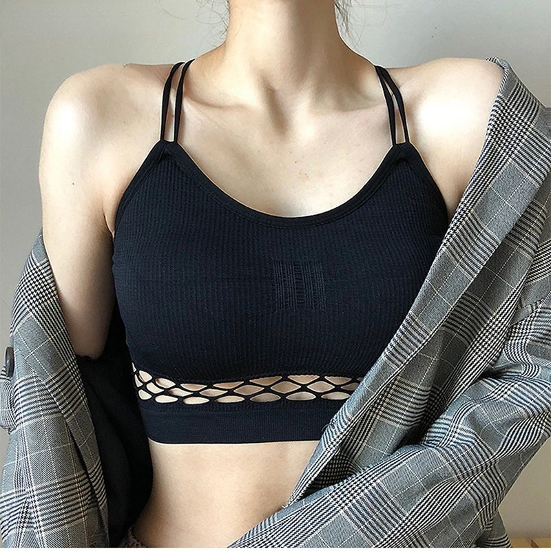 

Sexy Seamless Bra Women Bralette Cross Strap Hollow Out Thin Underwear Pure Backless Strapless Female Girl Lingerie Top Bras