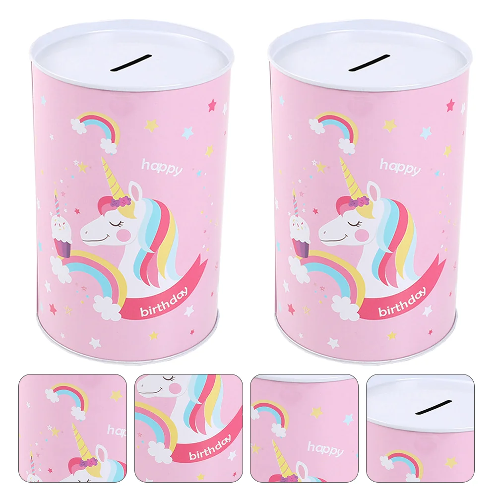 

2Pcs Cartoon Money Boxes Tinplate Children Piggy Banks (Random Style)