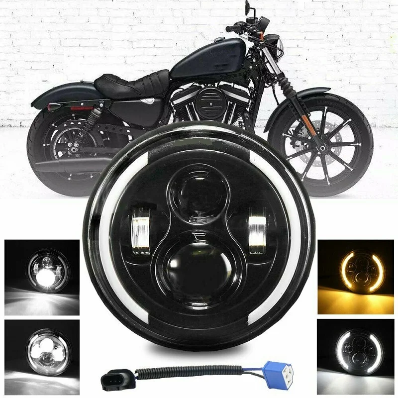 

7-дюймовая светодиодная фара DRL Angel Eyes для Мотоциклов Harley-Davidson Honda Yamaha