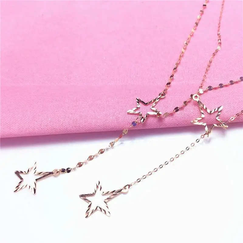 

Ожерелье с пятиконечными звездами из русского фиолетового золота для женщин простое японское и корейское художественное характерное особ...