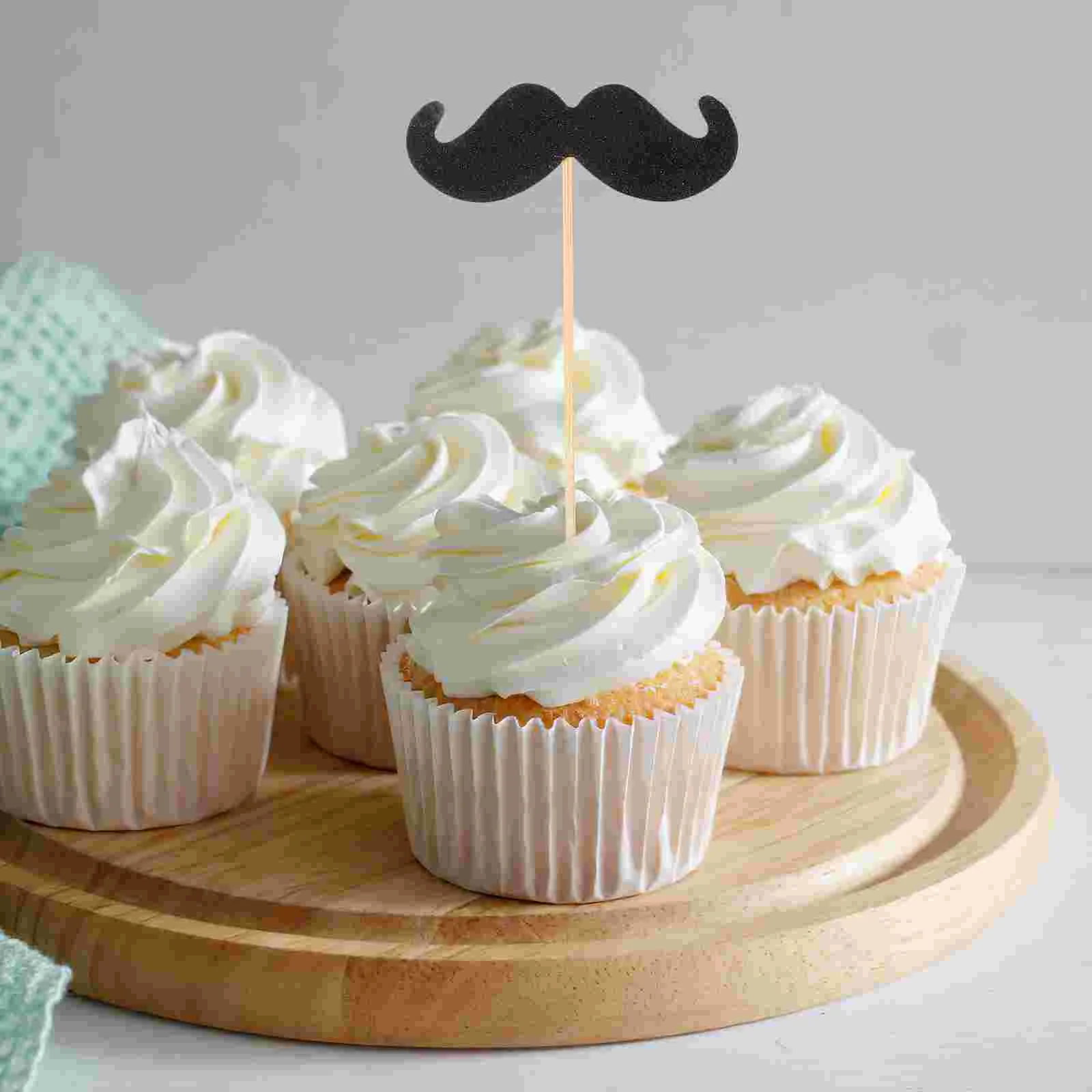 40 шт. цилиндр отца усы десертный топпер бамбуковый декор для вечеринки торта