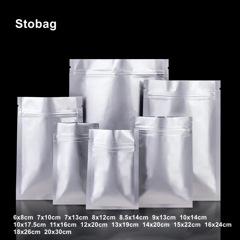 

Упаковка для еды StoBag, пакеты с застежкой-молнией из алюминиевой фольги, плоские герметичные пакеты для хранения чая, орехов, конфет, овсянки,...