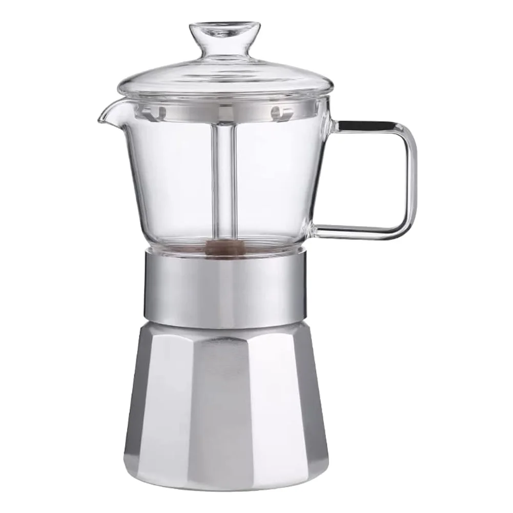 

Stovetop Espresso Maker Crystal Glass-Top Espresso Moka Pot Classic Italian Coffee Maker
