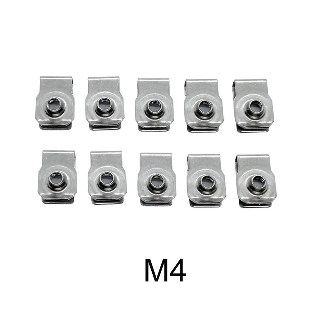 

10 шт./лот, зажимы U-образного типа из нержавеющей стали 304 с резьбой M4 M5 M6 M8, язычковая гайка, листовая пружина, гайки Q312 для автомобиля, мотоцикла