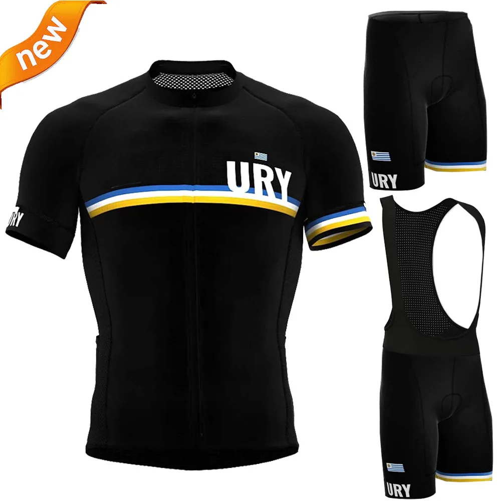 

New Uruguay National Mens Cycling Jersey Set Summer Bicycle Clothing Road Bike Shirts Suit Bicycle Bib Shorts MTB Ropa Ciclismo