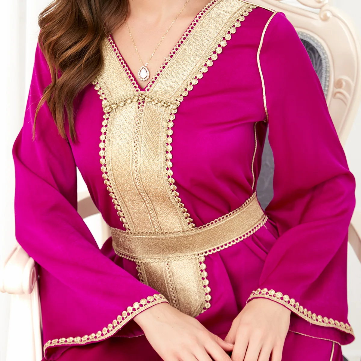 ICCLEK Purple Color Eid Dresses For Women Robe Longues Femmes Été Abaya Dubai Luxury Kaftan Muslim Abaya Moroccan