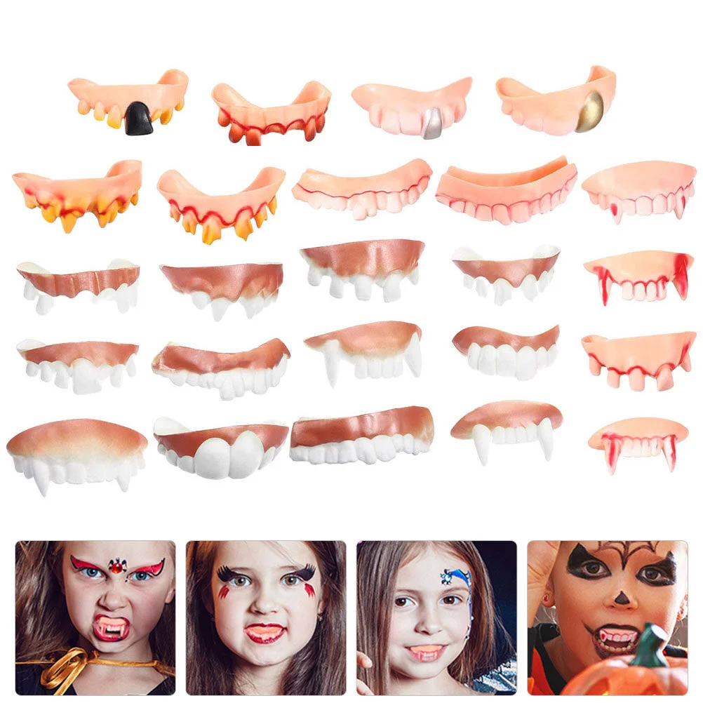 

24 шт. одежда, искусственные Смешные протезы, зубы, костюм, Хэллоуин, детские игрушки, ужасный костюм зомби, Aldult