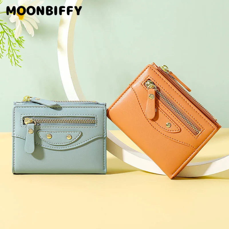 

Simple Solid Color Small Wallets Soft PU Leather Coin Mini Clutch Wallet Ladies Fashion Brand Zipper Designer Card Holder Purse