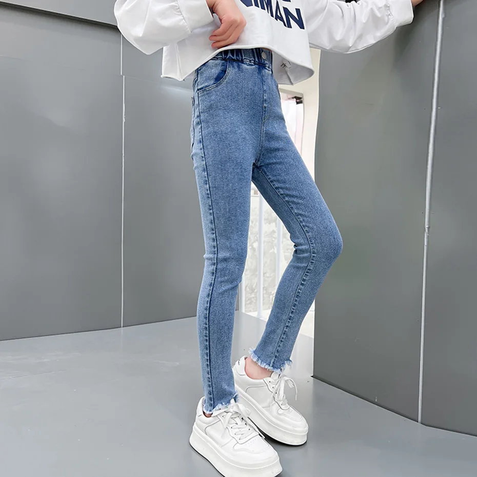 Джинсы детские однотонные облегающие на возраст 6 8 10 12 14 |